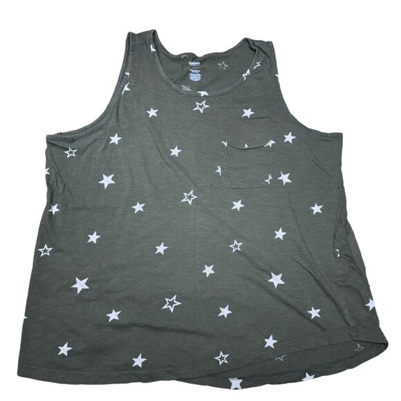 Sonoma Green Star Print Womens Tank Top 100% Cotton Size L - Picture 1 of 3